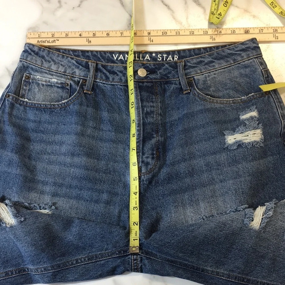 Vanilla Star 90s Boyfriend Jeans Womens 15 Medium Wash Distressed Button Fly - Picture 7 of 12